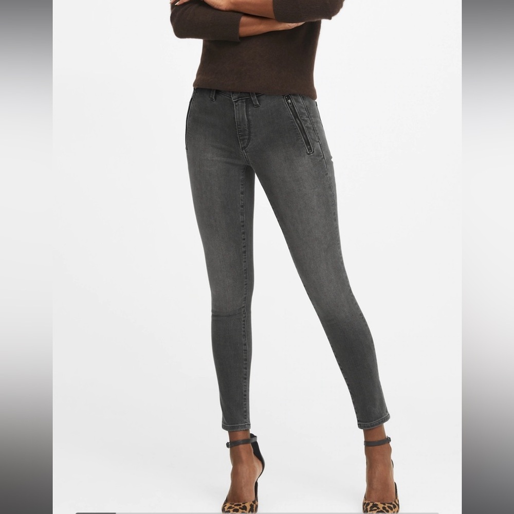 Banana Republic Mid-Rise Skinny Zip Pocket Jeans Grey Size 28 - Picture 3 of 12